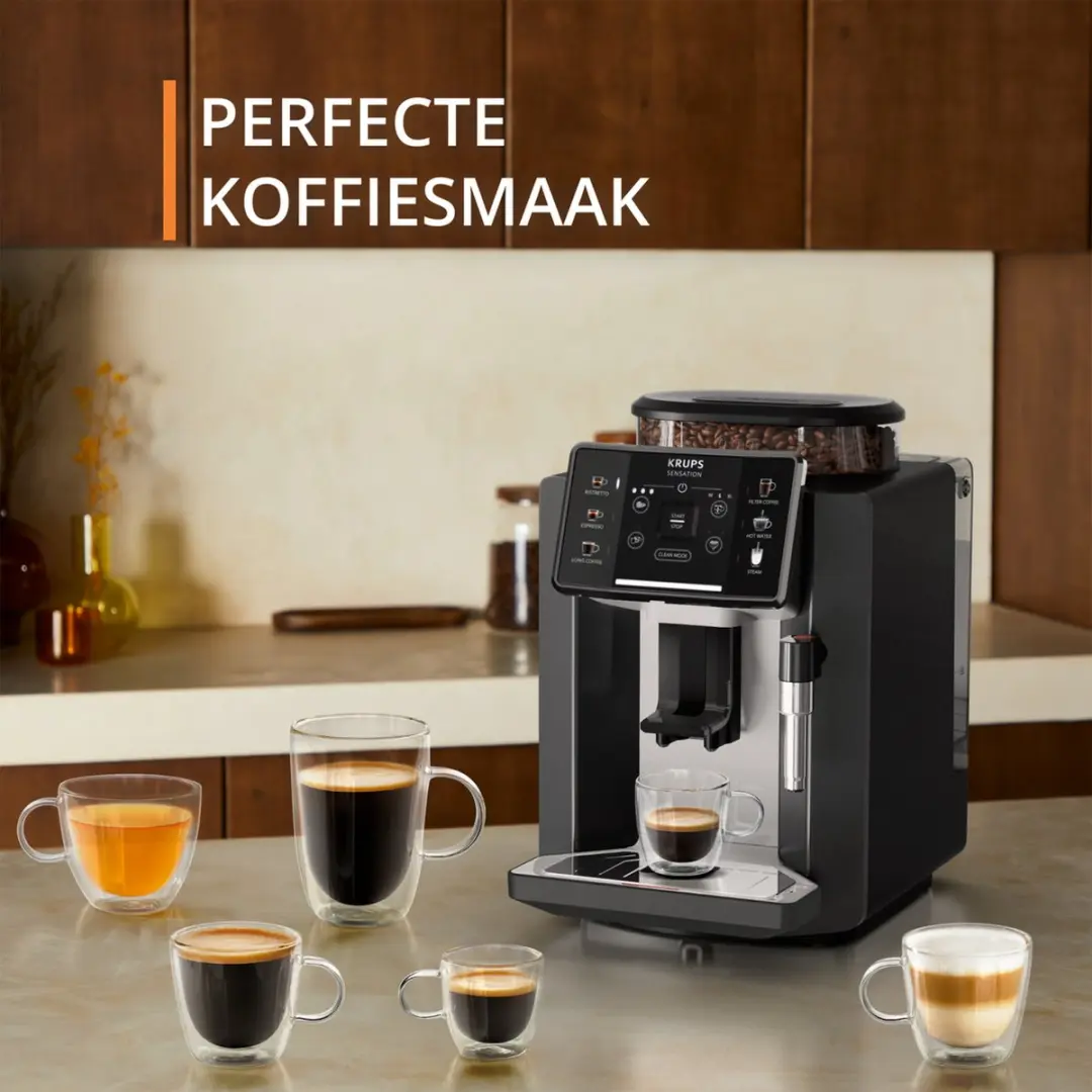 Krups Sensation EA910A10 Volautomatische Espressomachine - Zwart/Chroom