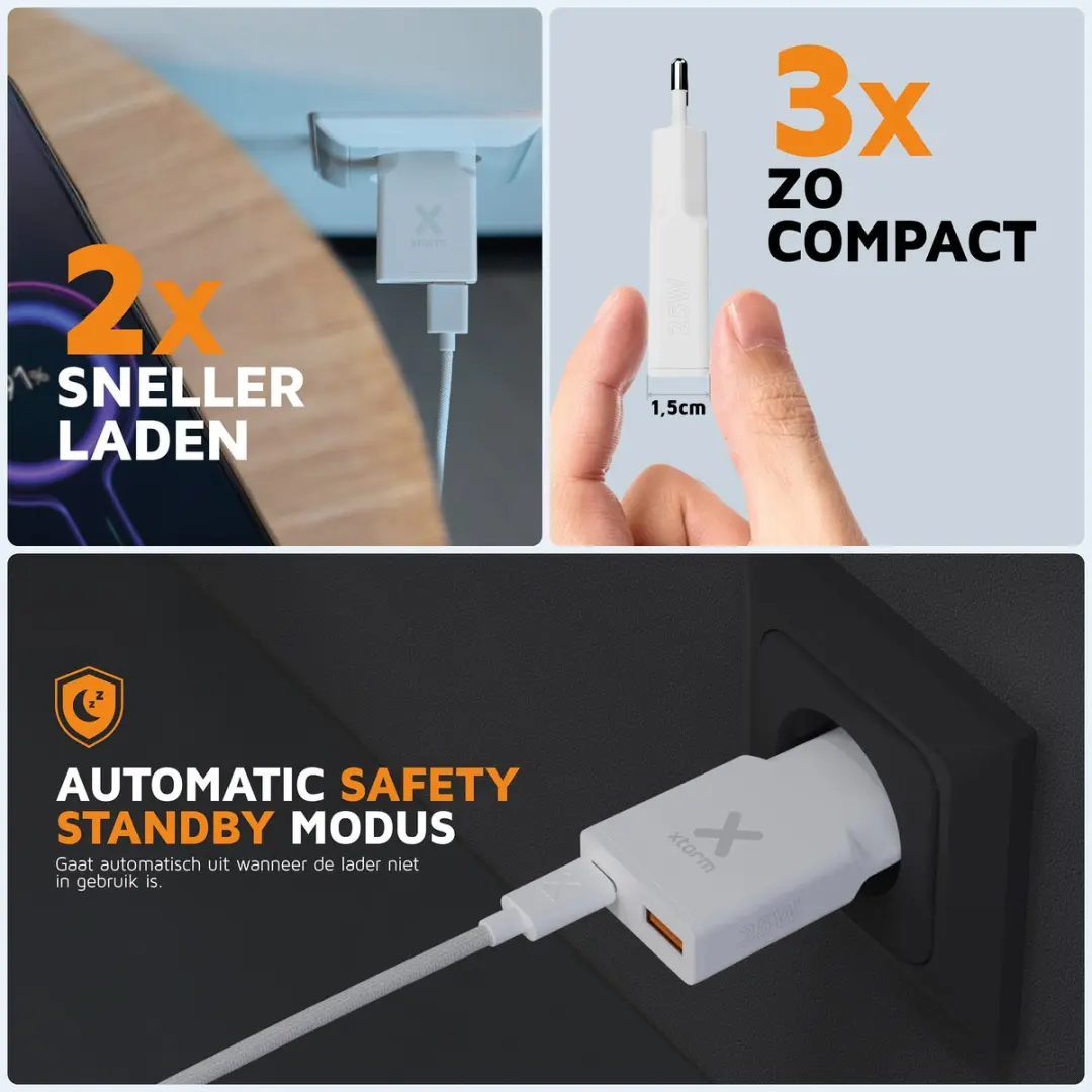 Xtorm Go2 Slimline XG2SL025 USB-C Adapter 25W - Wit