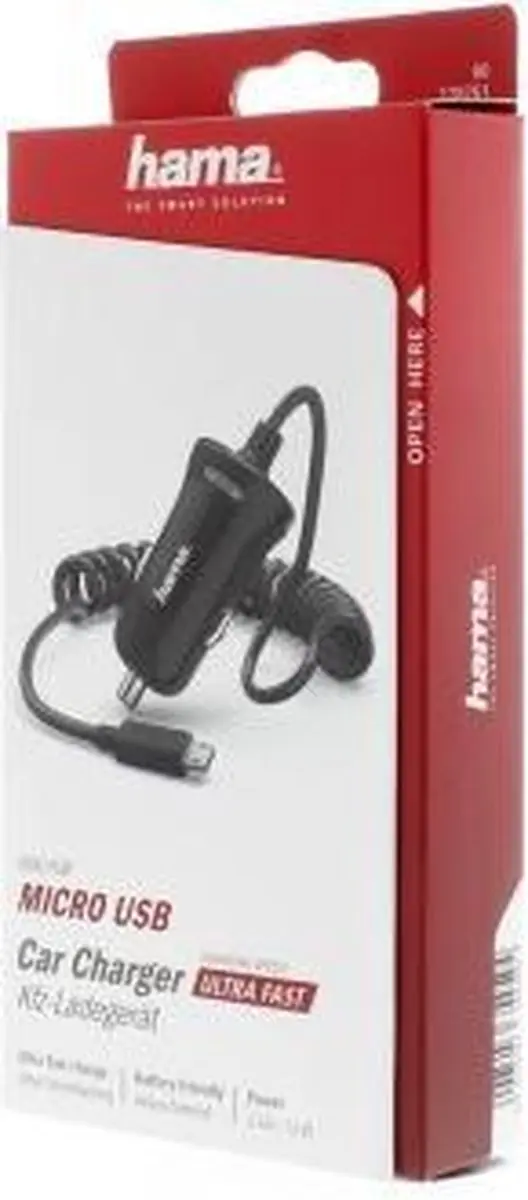 Hama Auto-oplader Micro-USB 2.4A - 12W - Zwart - afbeelding 3 van 4