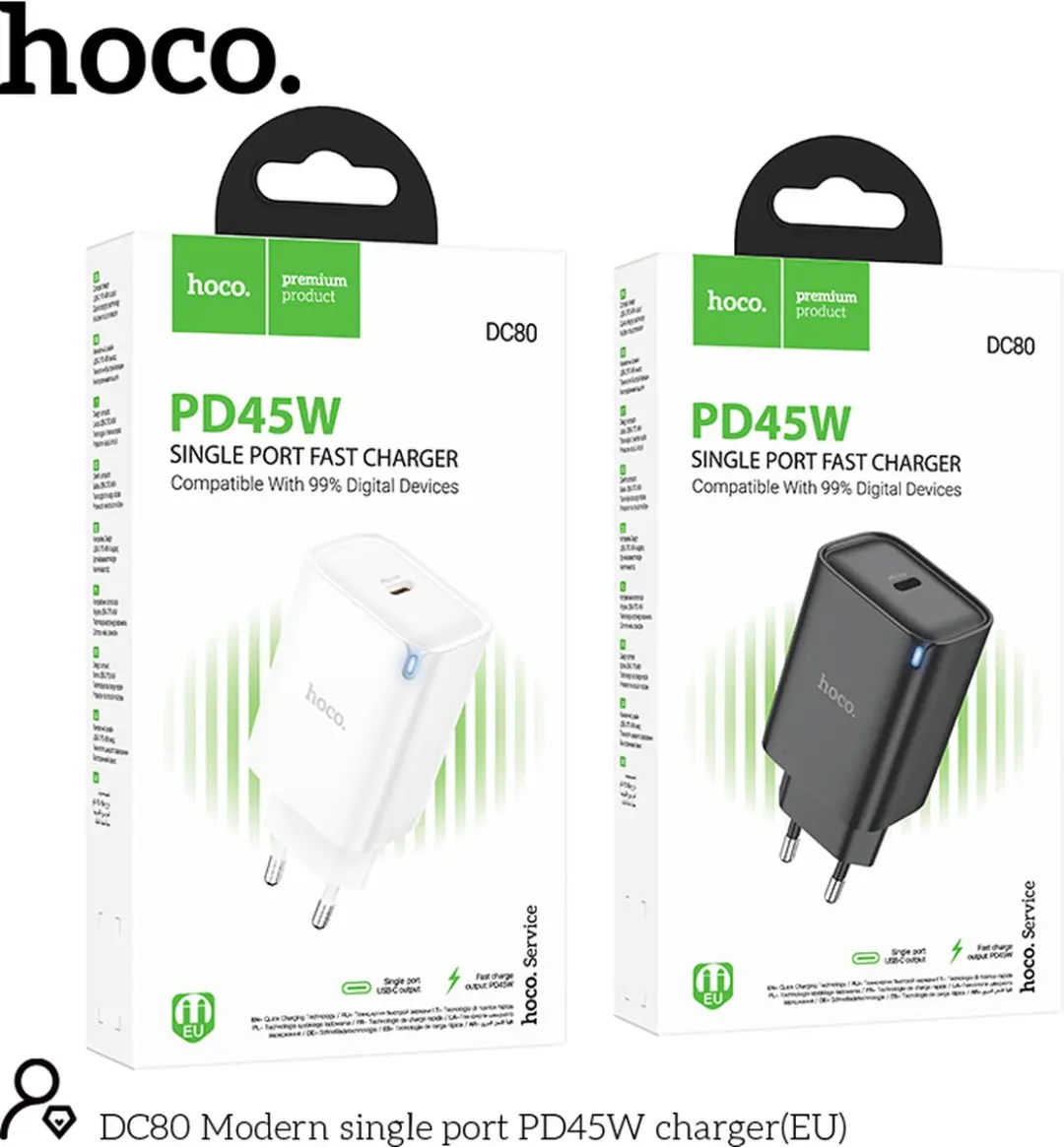 Hoco 45W USB-C Oplader - Wit - PD/QC - MPN 8720867392880