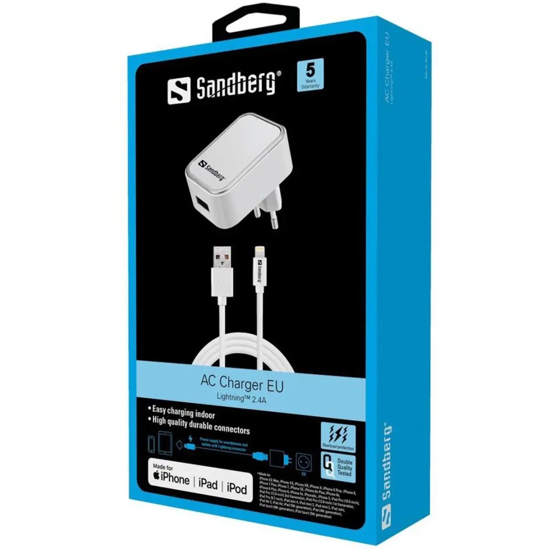 Sandberg 441-03 AC Charger EU - 2x Lightning 2.4A - Wit