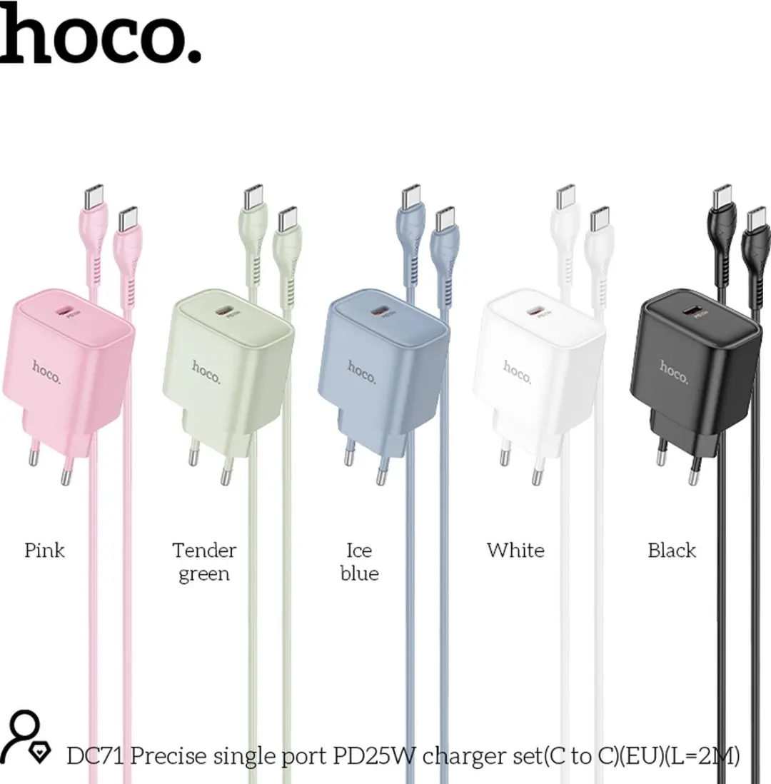 Hoco 25W Type C Snellader Roze - USB-C kabel 2m - Nintendo