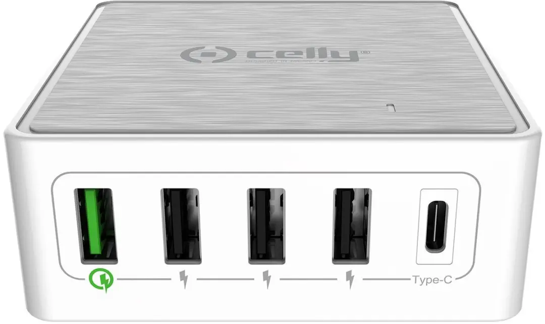 Celly PSUSBC60WWH Oplader 60W - 5 Poorten Wit