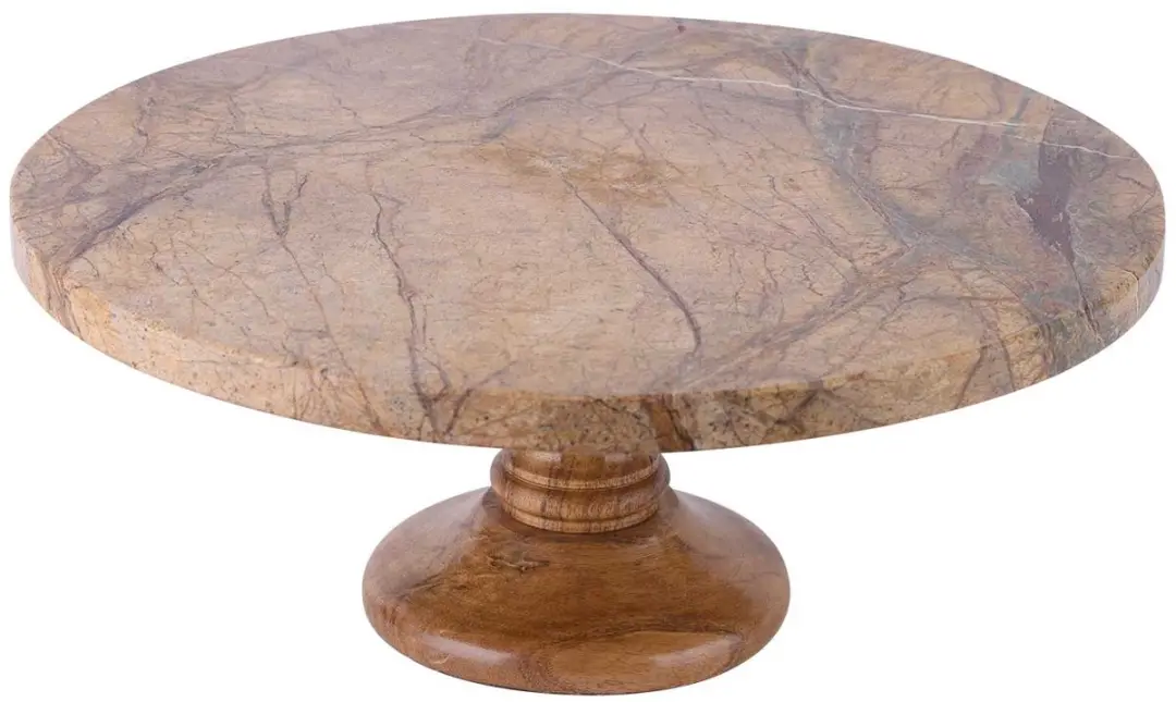 Cosy & Trendy Taartschotel Bruin D30xh14cm Rond Marmer
