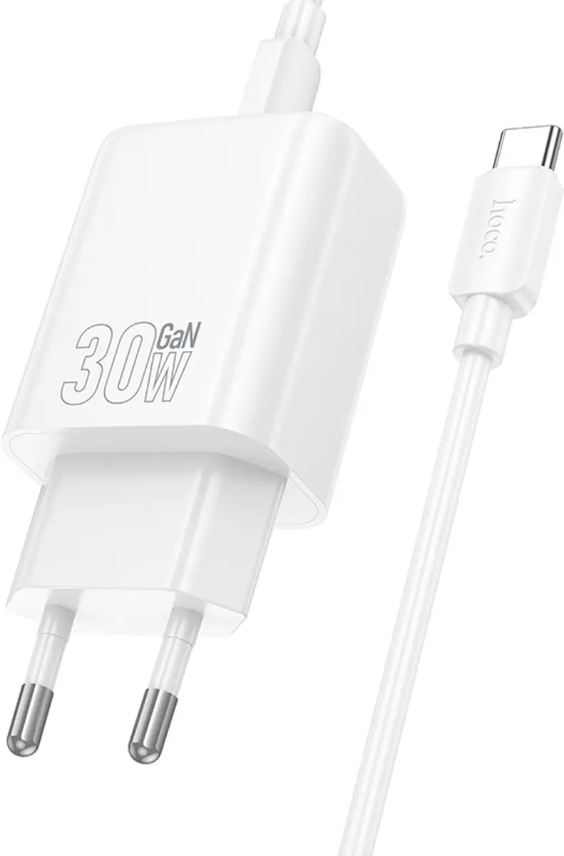Hoco 30W Snellader - 2x USB-C - Wit