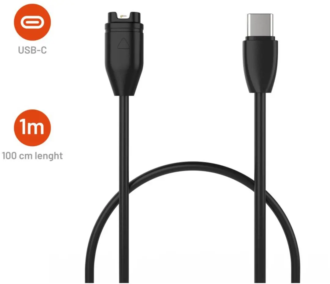 Fixed FIXDW-796-C USB-C Oplaadkabel - Garmin Smartwatch - 1m - Zwart - afbeelding 6 van 6