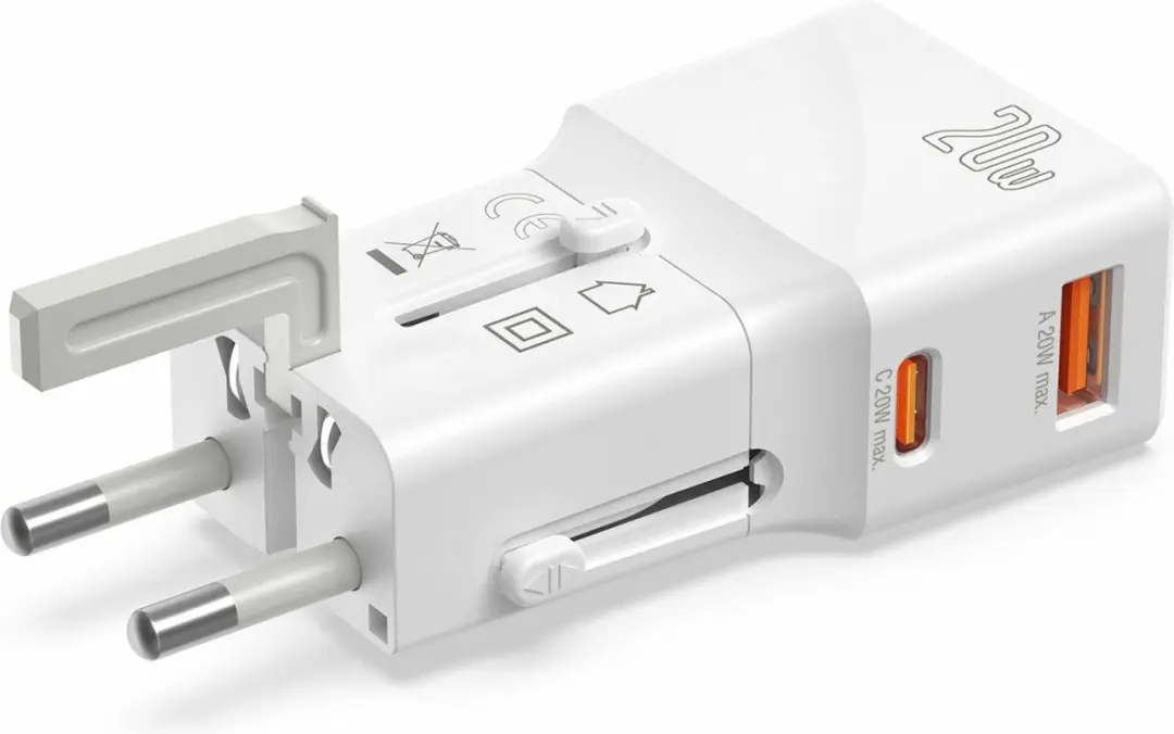 4Smarts 541041 Universele Wereldstekker 20W - Wit - afbeelding 2 van 6