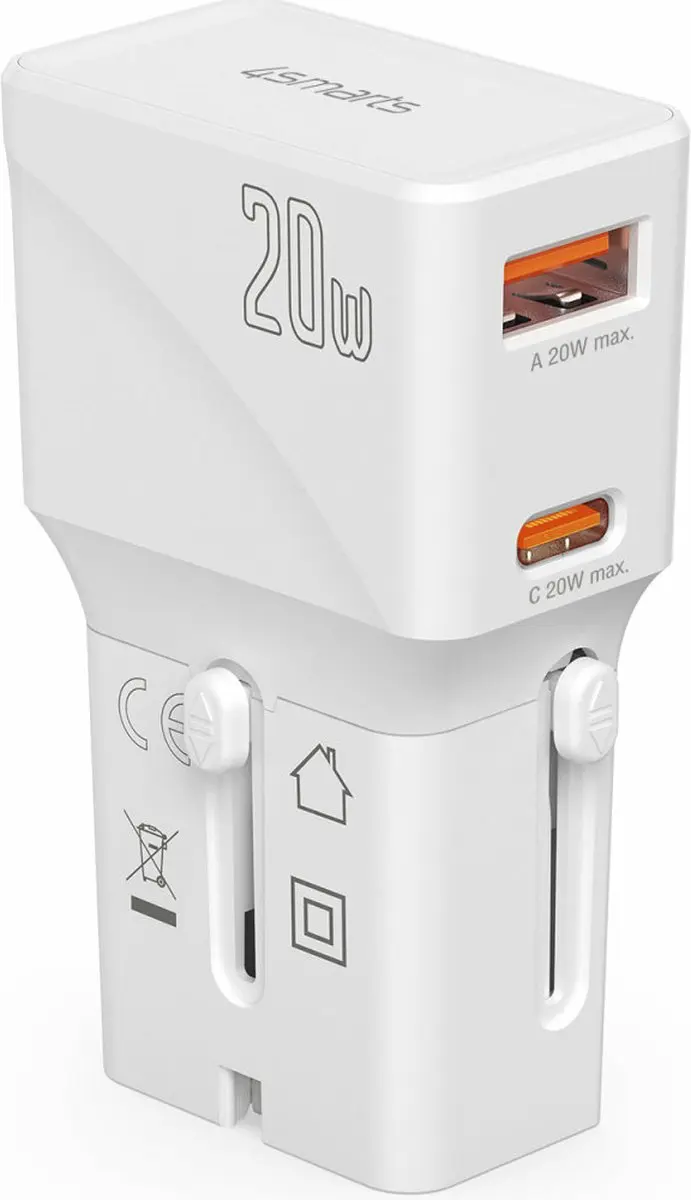 4Smarts 541041 Universele Wereldstekker 20W