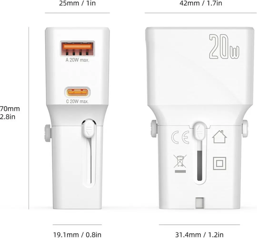 4Smarts 541041 Universele Wereldstekker 20W - Wit - afbeelding 6 van 6