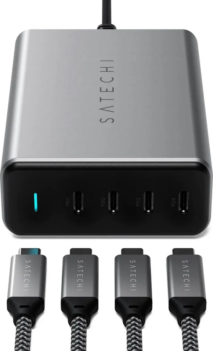 Satechi ST-UC165GM-EU USB-C Oplader 165W - 4 Poorten - Grijs