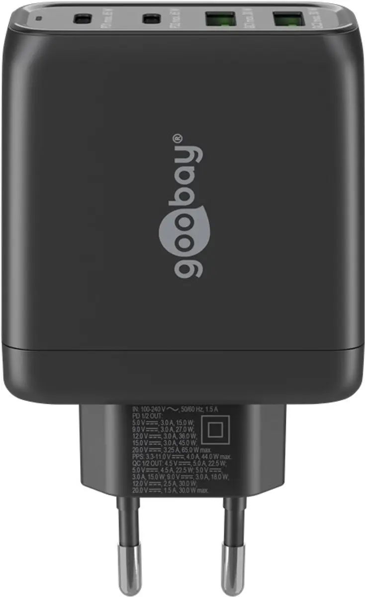 Goobay 64817 Thuislader - 68W USB-C PD & USB-A QC - Zwart