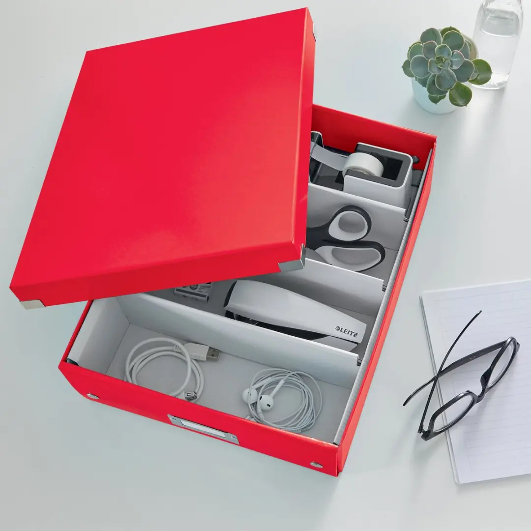 Leitz Wow Click & Store Opbergdoos 22x10x28cm - 3 Vakken - Zwart