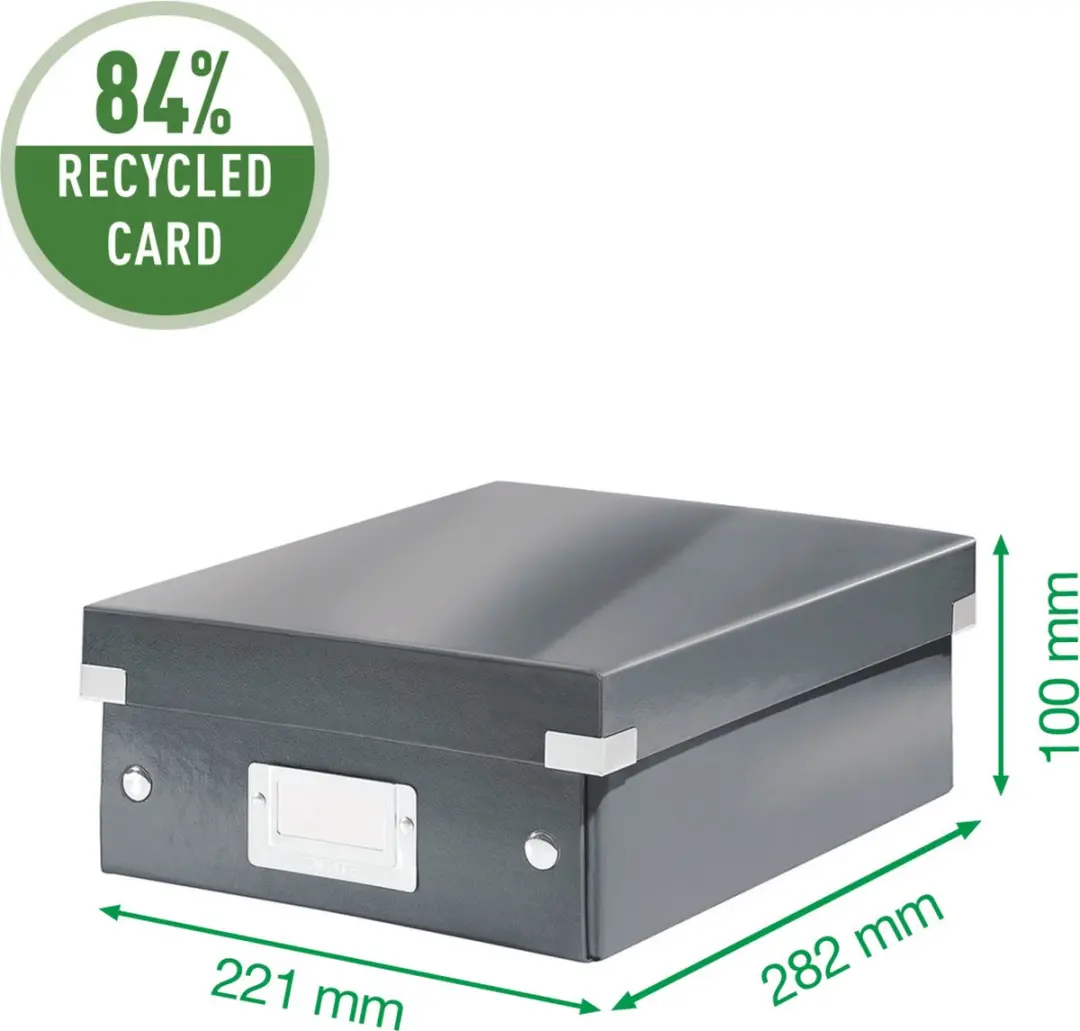 Leitz Wow Click & Store Opbergdoos 22x10x28cm - 3 Vakken - Zwart