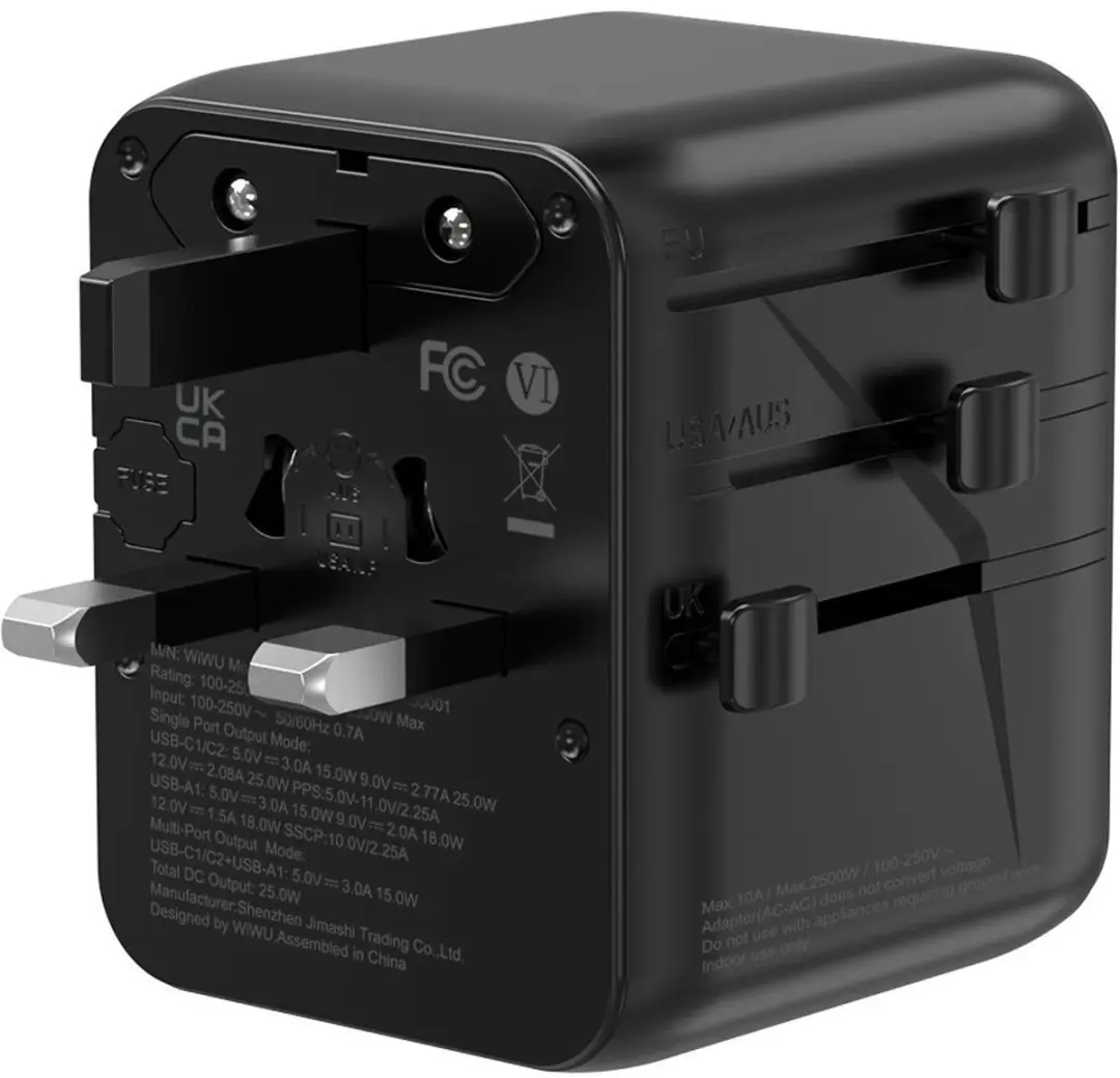 WiWu 14429 Universele Oplader 25W - 5 Poorten - Zwart