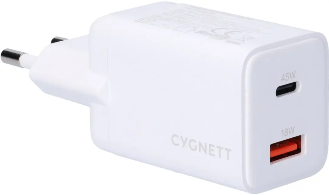 Cygnett Powerplus 45W Dual Port Wall Charger - Wit - afbeelding 6 van 6