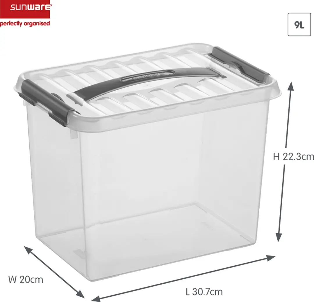 Sunware Q-line Opbergbox 9L - 30,7x20x22,3cm Grijs