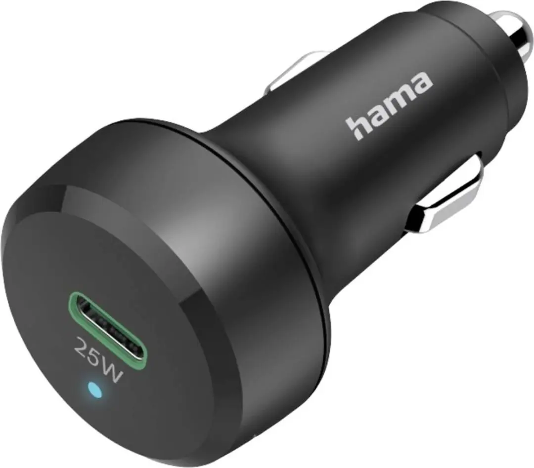 Hama 25W Auto Oplader USB-C PD/QC - Zwart