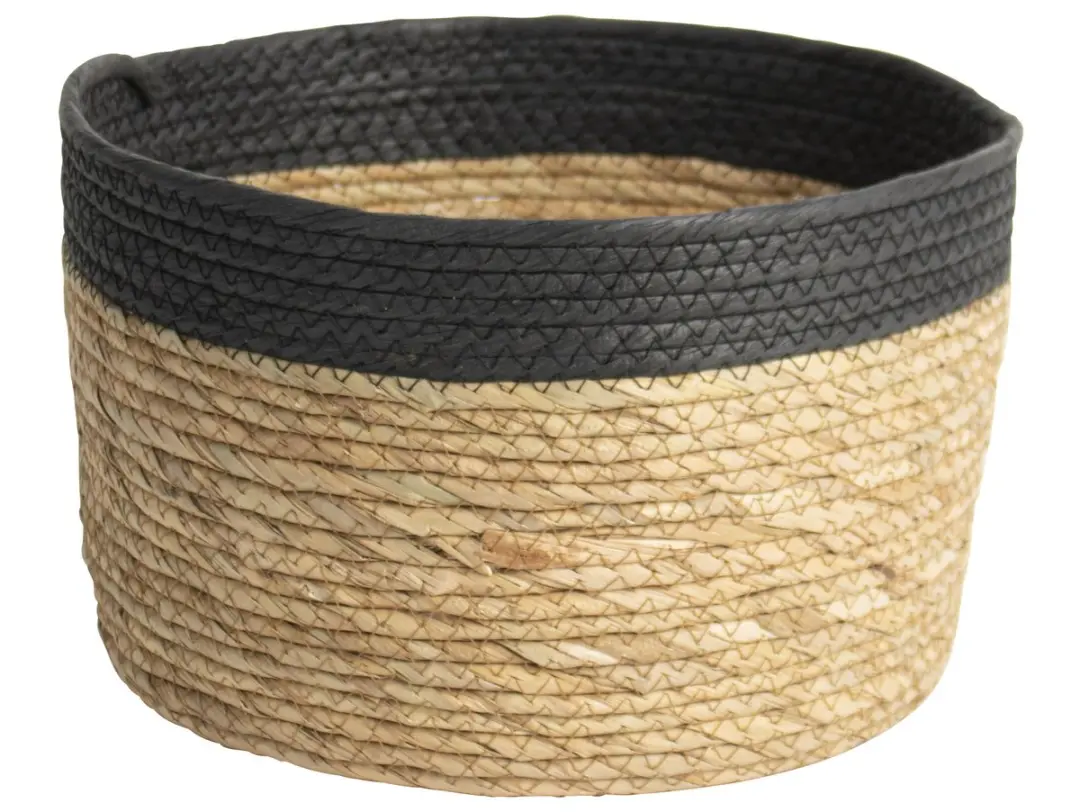 Gusta Opbergmand Jute Zwart ø30x18cm
