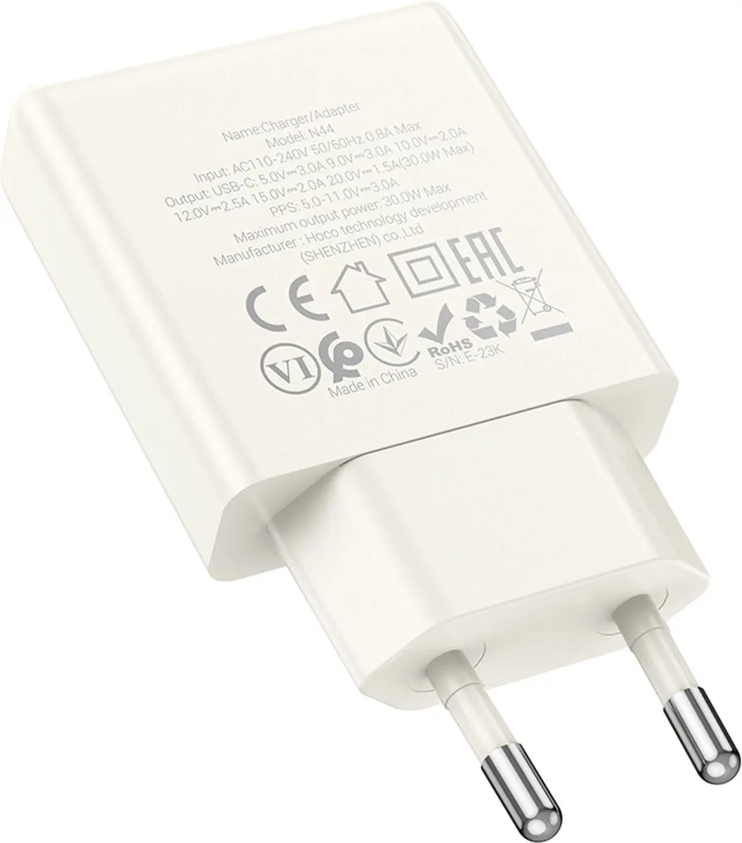 Hoco USB-C Snellader 30W Power Delivery - Wit