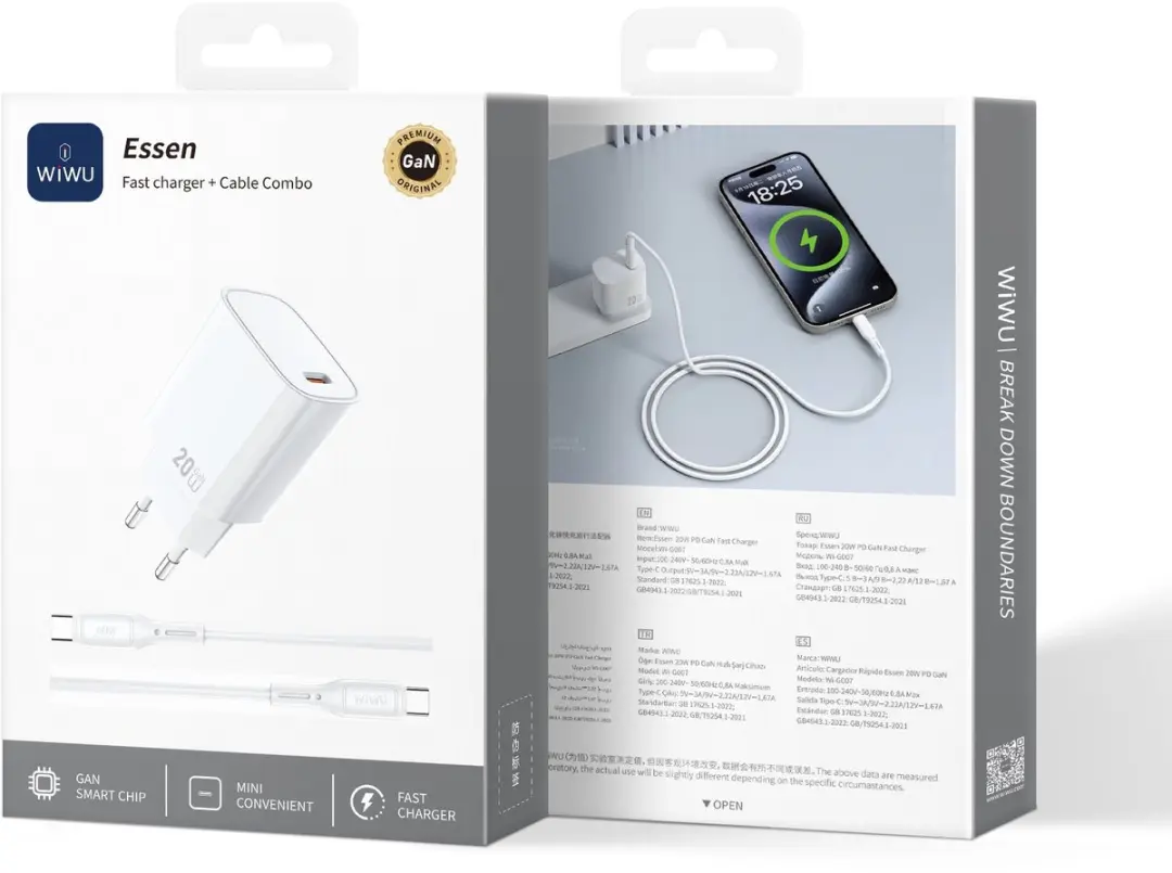 WiWu USB-C Snellader 20W - Wit