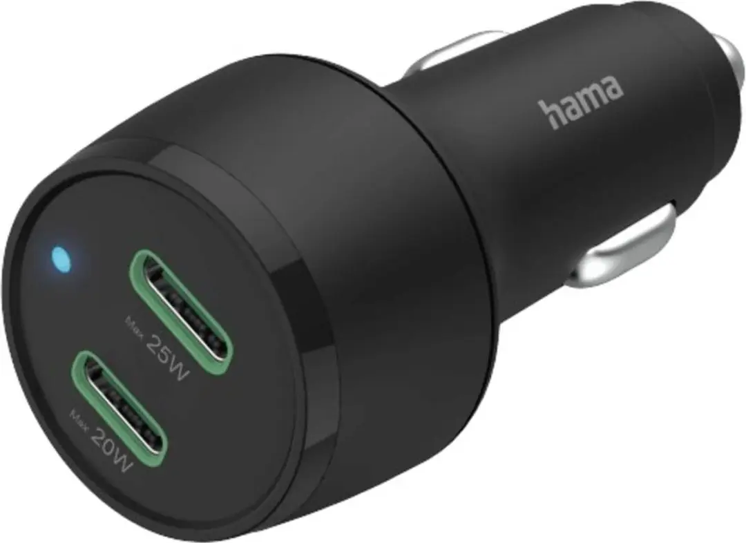Hama 45W Auto Oplader - 2x USB-C PD - Zwart