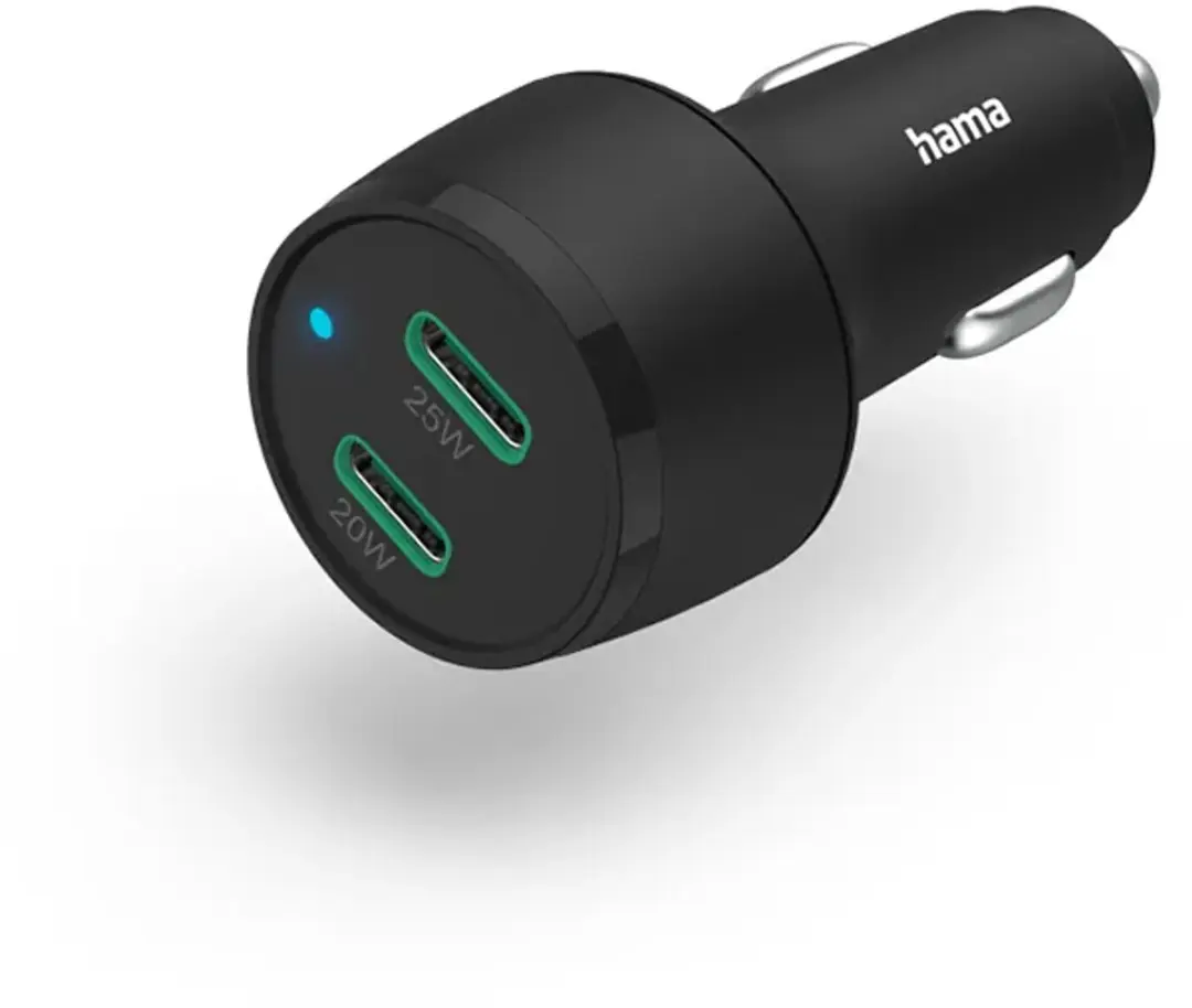 Hama 45W Auto Oplader - 2x USB-C PD - Zwart