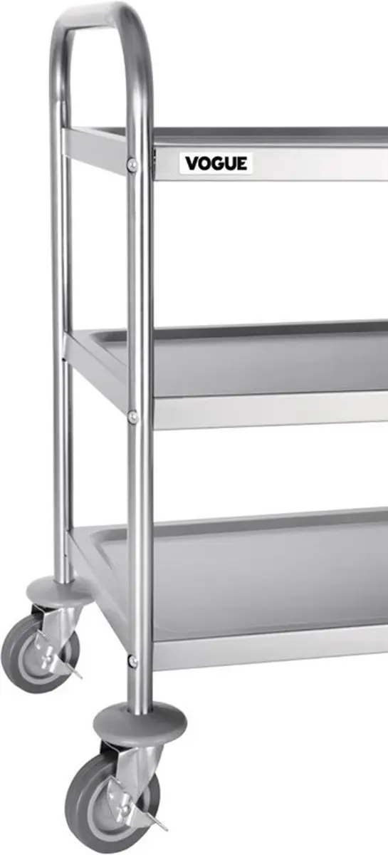 Vogue HTF993 Serveerwagen - 3 Bladen - RVS - 71x40,5x82,5cm