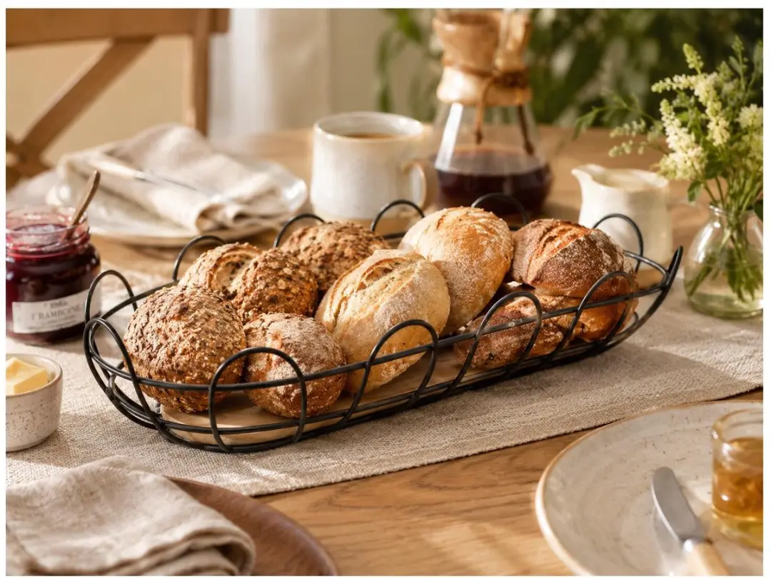 Cosy&Trendy Broodmandje - Metaal/Hout 40x15x8cm - Zwart/Beige