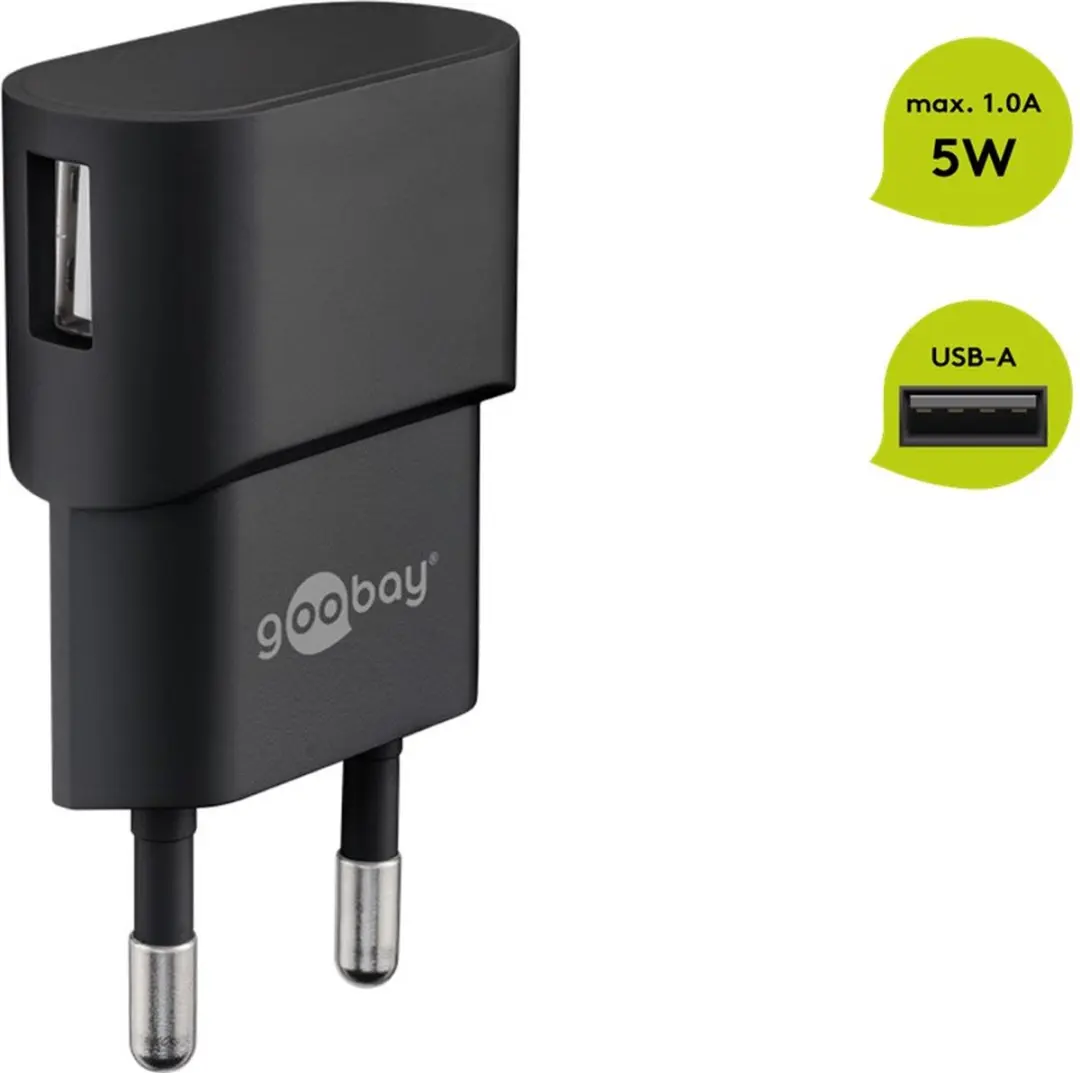 Goobay USB Thuislader 1A 44947 - Zwart