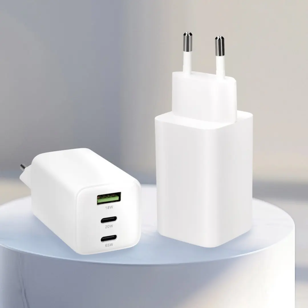 Mobiparts MP-128488 Universele GaN Snellader 65W - USB-C/USB-A - Wit