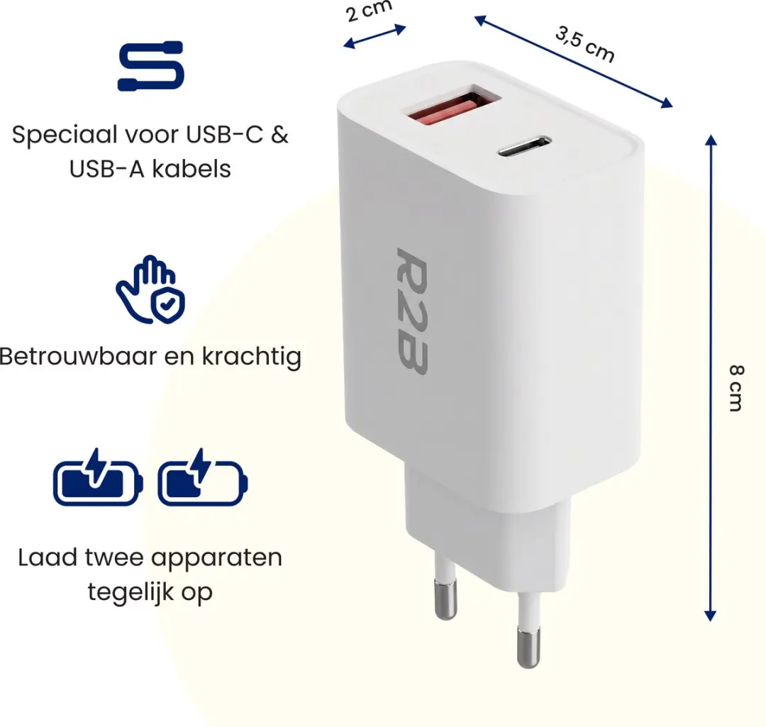 R2B 20W USB Adapter - Wit