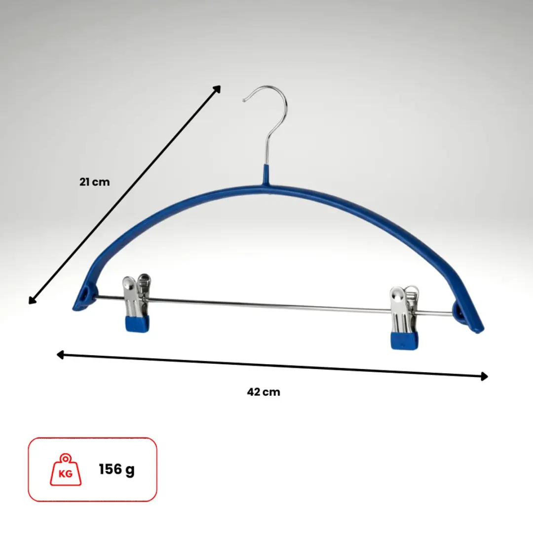 Metaltex Kledinghanger 42cm Blauw - Anti-Slip Metaal & PVC