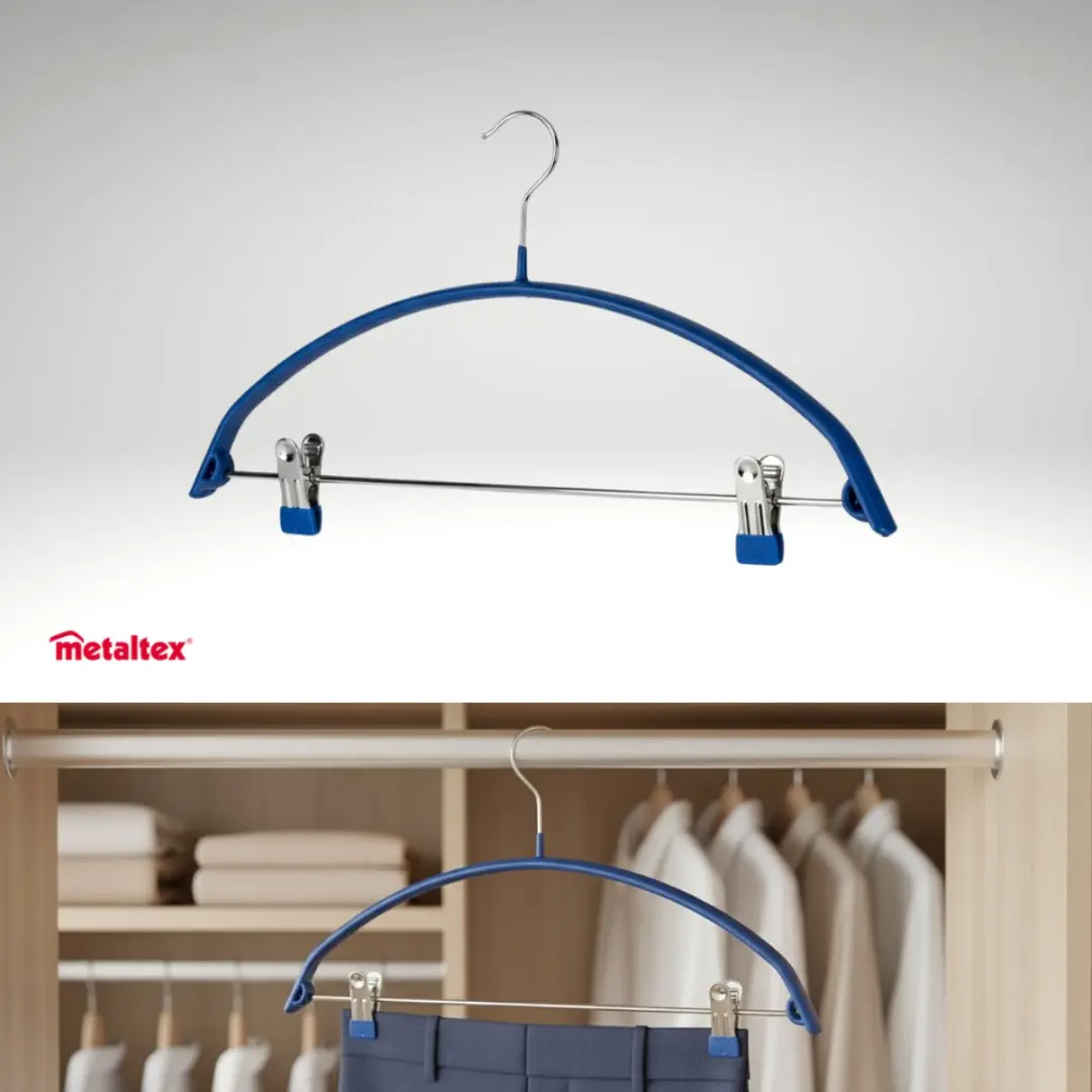 Metaltex Kledinghanger 42cm Blauw - Anti-Slip Metaal & PVC