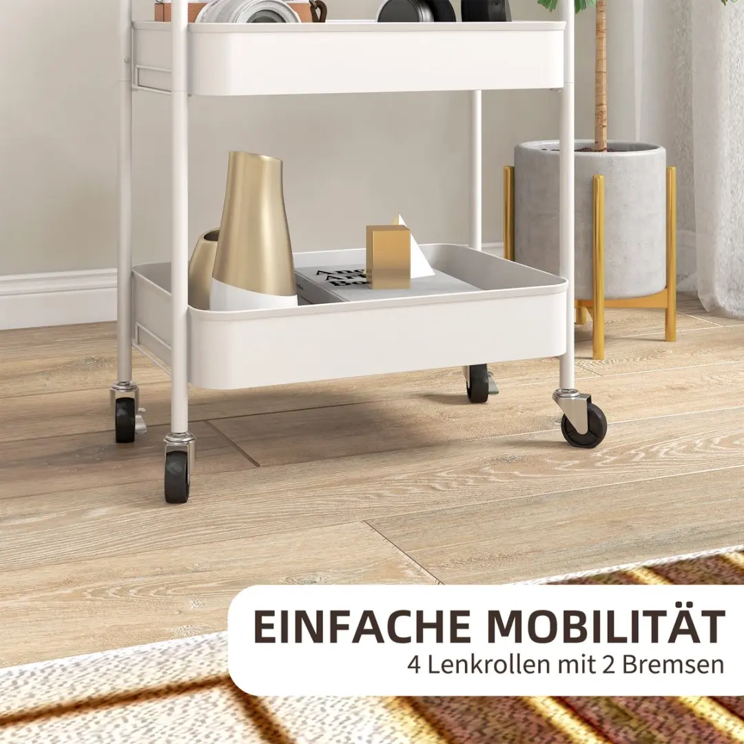 Homcom Keukenrolwagen 3 Etages 850-292V00 - Wit - afbeelding 6 van 6