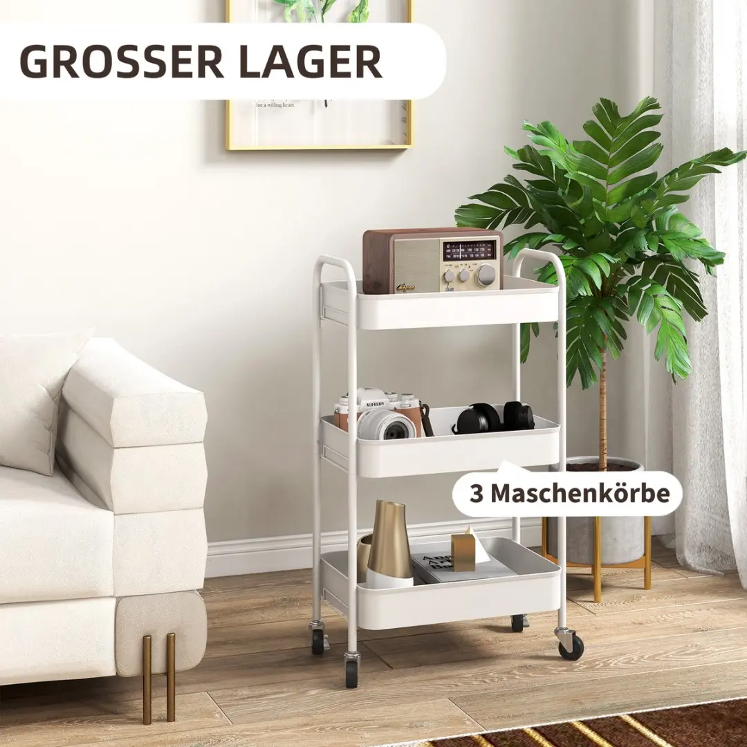 Homcom Keukenrolwagen 3 Etages 850-292V00 - Wit