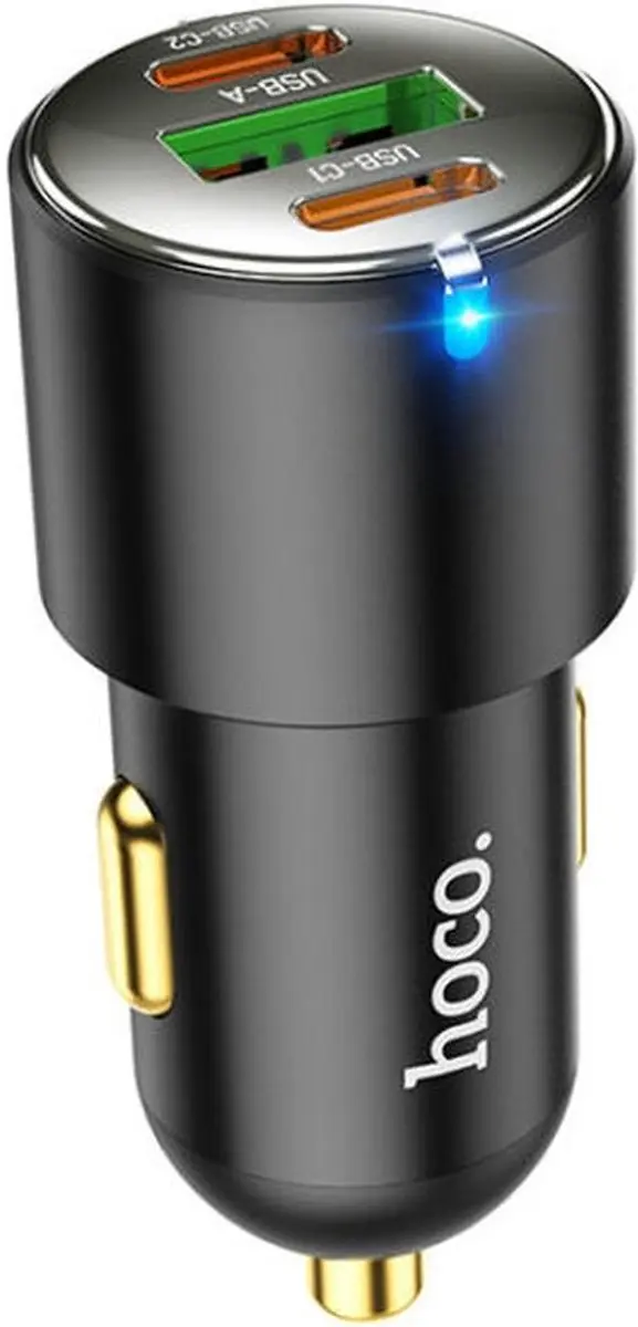 Hoco 3A USB/USB-C Auto Snellader 45W - Zwart