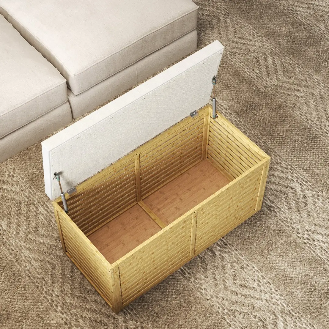 Homcom Opbergpoef 90x42x43cm - Grijs & Natuur - 122L
