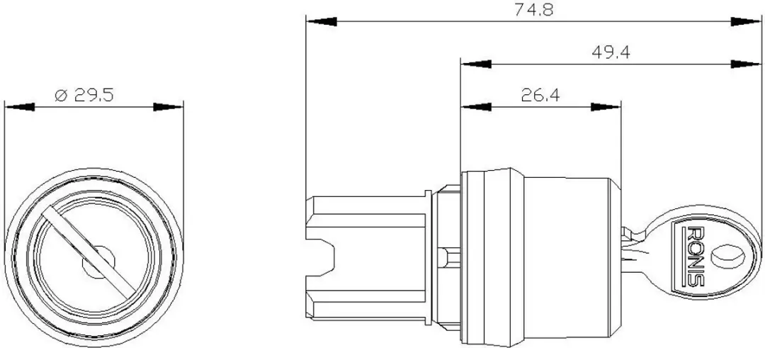 Siemens 3SU10504BF010AA0 Sleutelschakelaar - Zilver