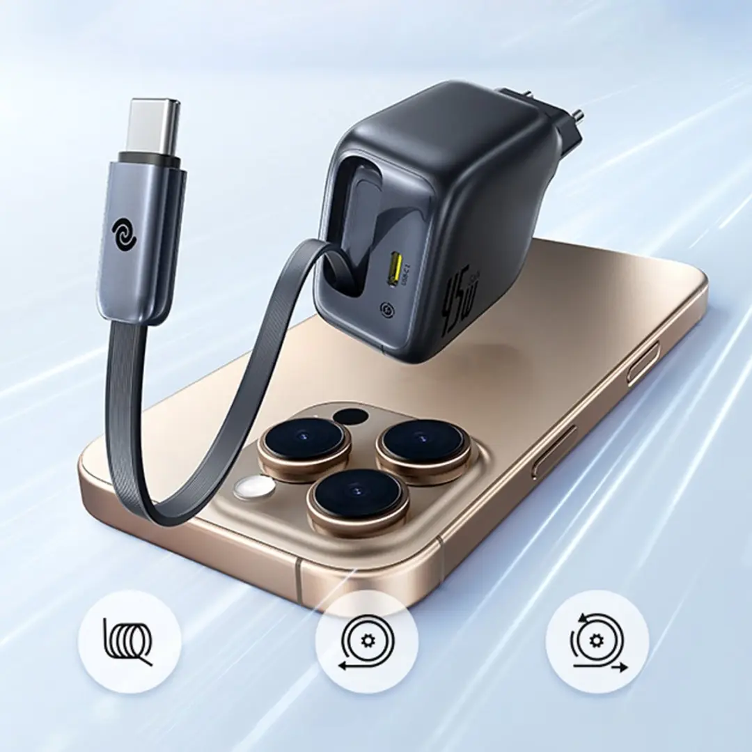 Baseus EnerCore CJ11 45W USB-C Snellader - Zwart