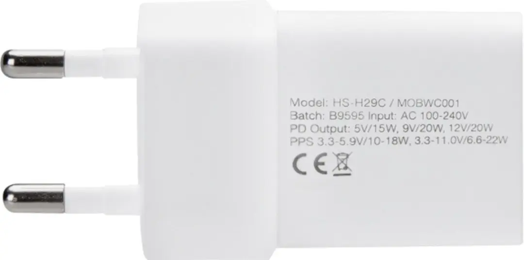 Mobilize Single USB-C Oplader Power Delivery 20W - Wit
