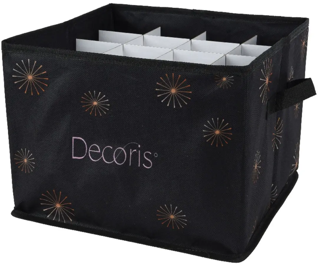 Decoris Kerstballen Opbergbox 40L - 34x34x20cm - Zwart