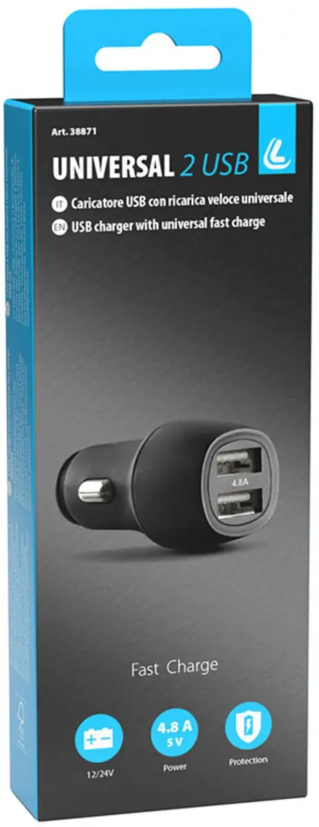 Lampa 38871 Oplader 120W - 2x USB - Zwart