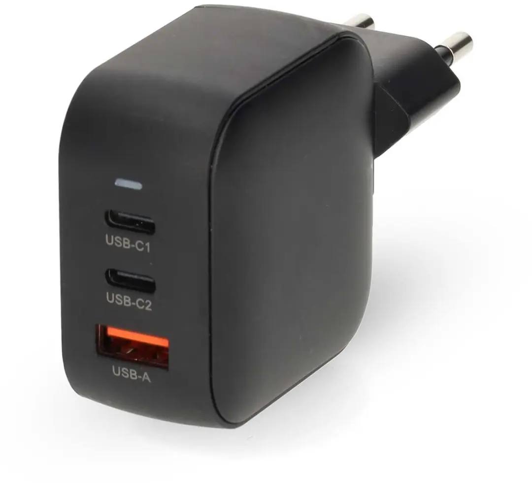 Nedis WGCHA70WBK Oplader 70W - 3x USB - GaN - Zwart