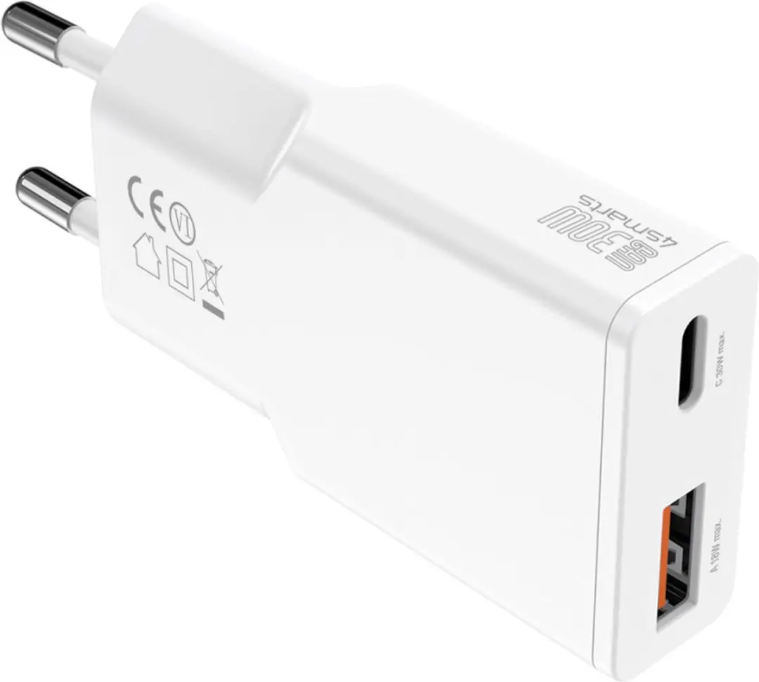 4Smarts PDPlug Duos Slim Wit 30W - Smartphone/Tablet