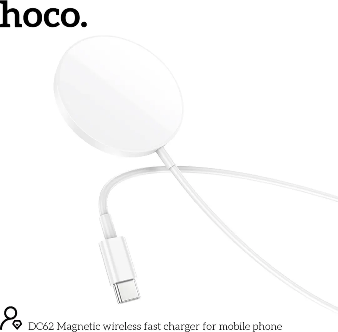 Hoco Magnetische Draadloze Lader 15W MagSafe - Type C - 1m - Zwart