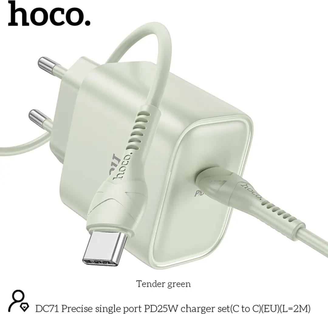 Hoco 25W Type-C Snellader Groen - USB-C naar USB-C 2m - Nintendo