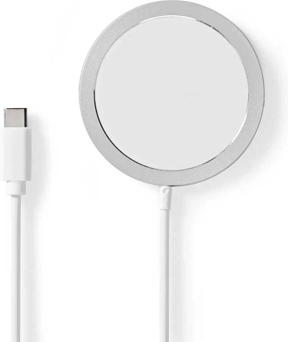 Nedis WCHAQM250SI Draadloze Oplader - Staand 10W - USB-C 1m - Aluminium