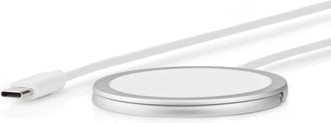 Nedis WCHAQM250SI Draadloze Oplader - Staand 10W - USB-C 1m - Aluminium