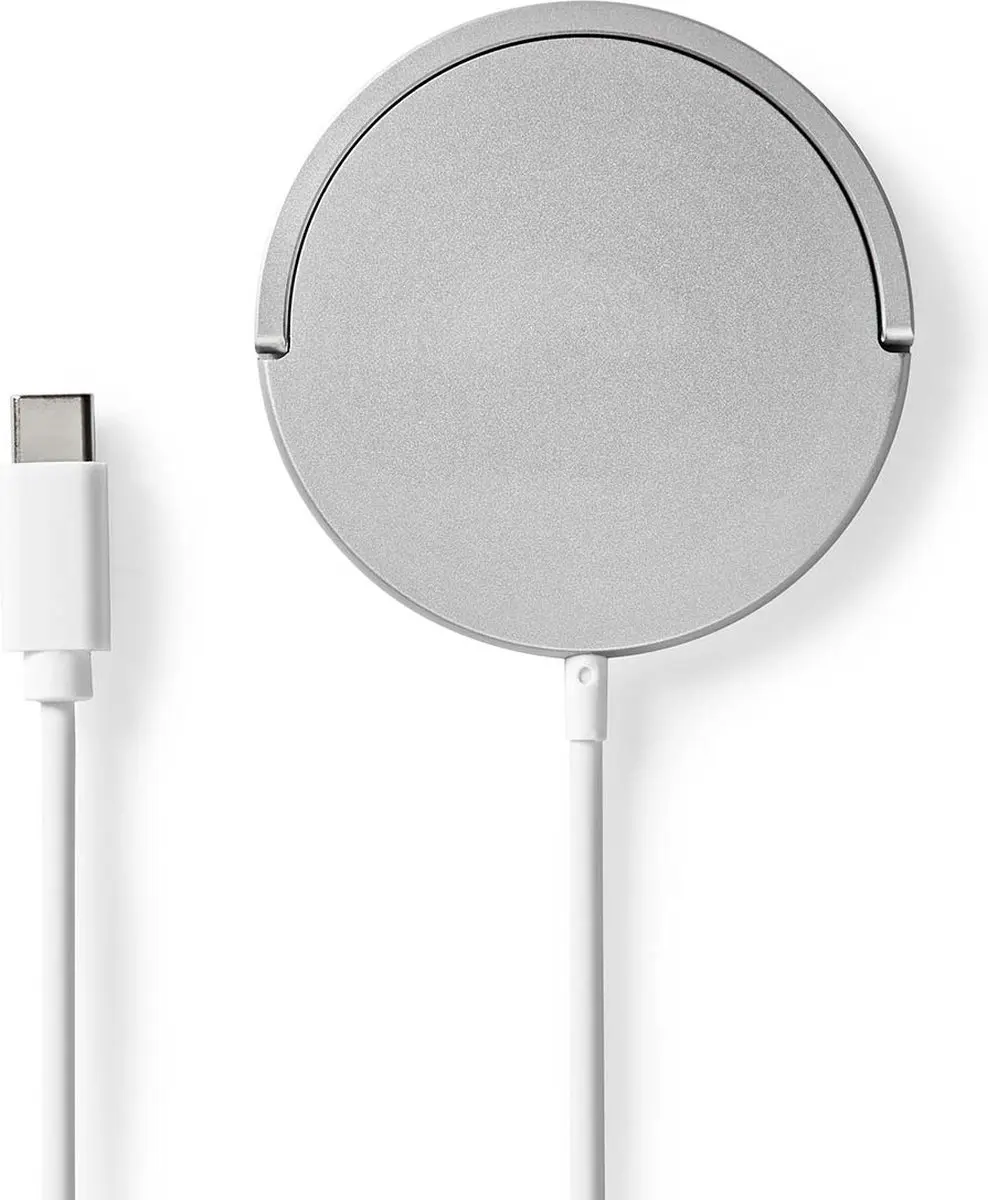 Nedis WCHAQM250SI Draadloze Oplader - Staand 10W - USB-C 1m - Aluminium - afbeelding 6 van 6