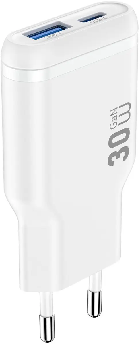 WiWu Essen Slim 30W USB-C Oplader - 2x USB-C - 30W - Wit